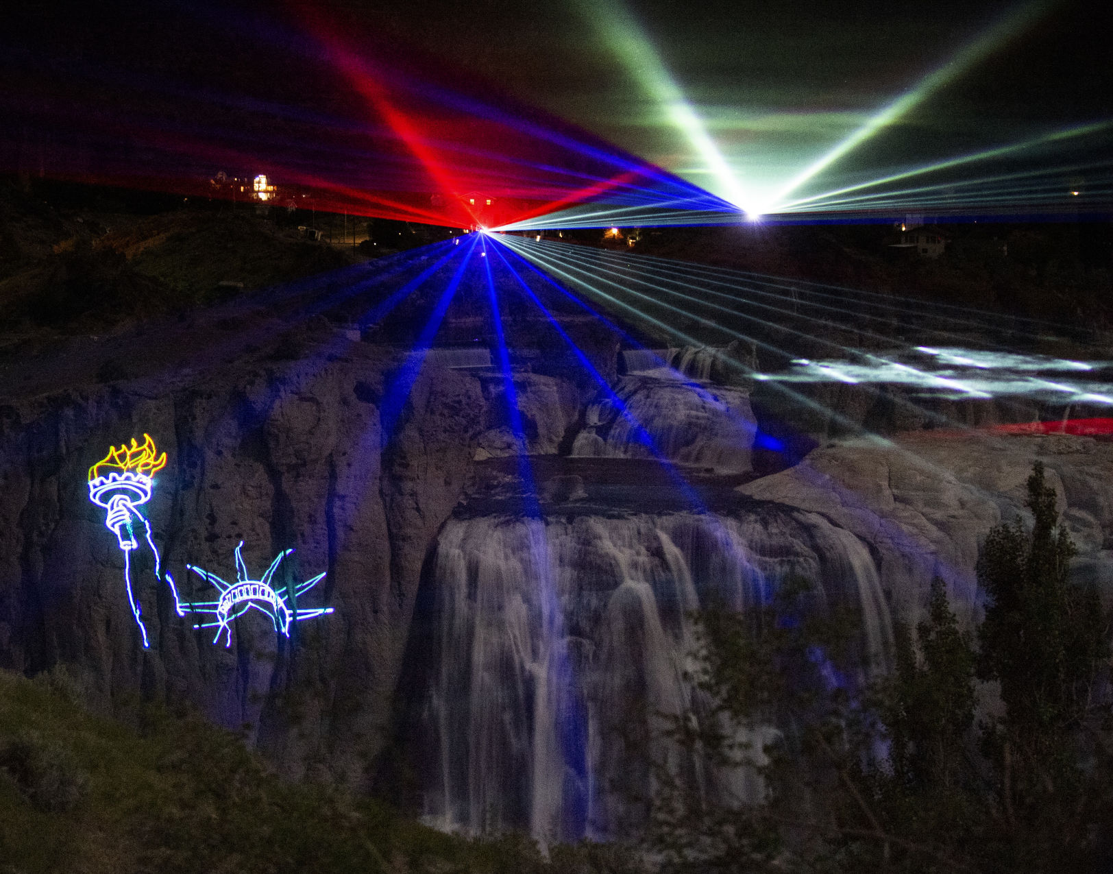 Lights and Lasers Show at Shoshone Falls